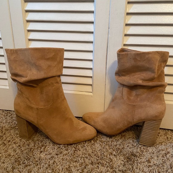 VICI Faux Suede Heeled Slouch Boot - Camel - Picture 5 of 5